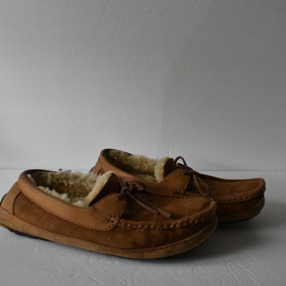 UGG Men's Byron Chestnut Brown Slip On Moccasin's Loafer Slipper Size 10 - Picture 3 of 10